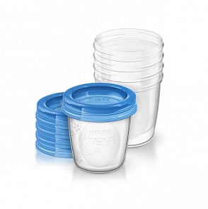 Контейнеры Philips Avent с крышками для хранения питания, 5 шт. по 180 мл. SCF619/05 (Avent, УТ-00000245)